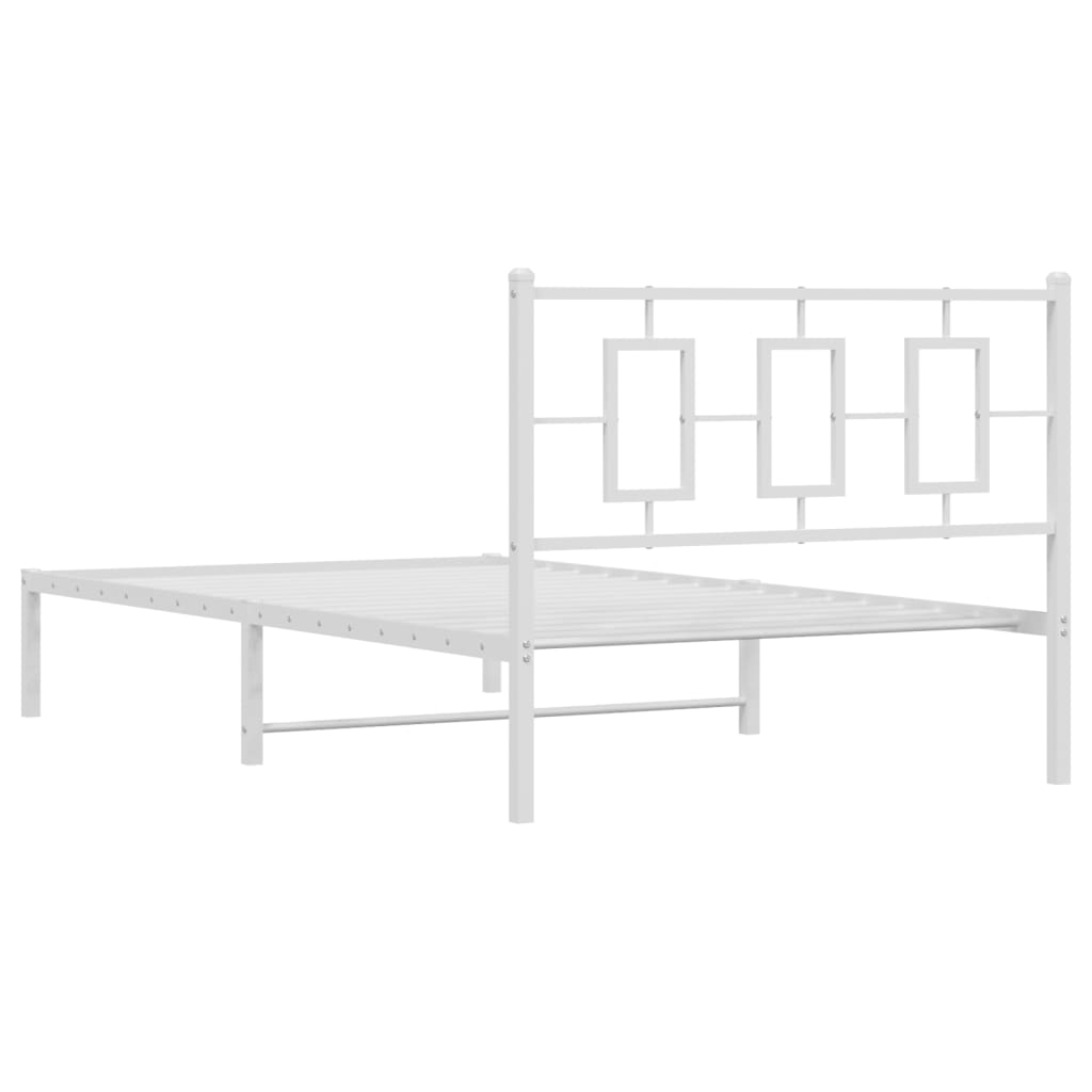 Bedframe Metaal Wit 107 x 203 cm met hoofdbord