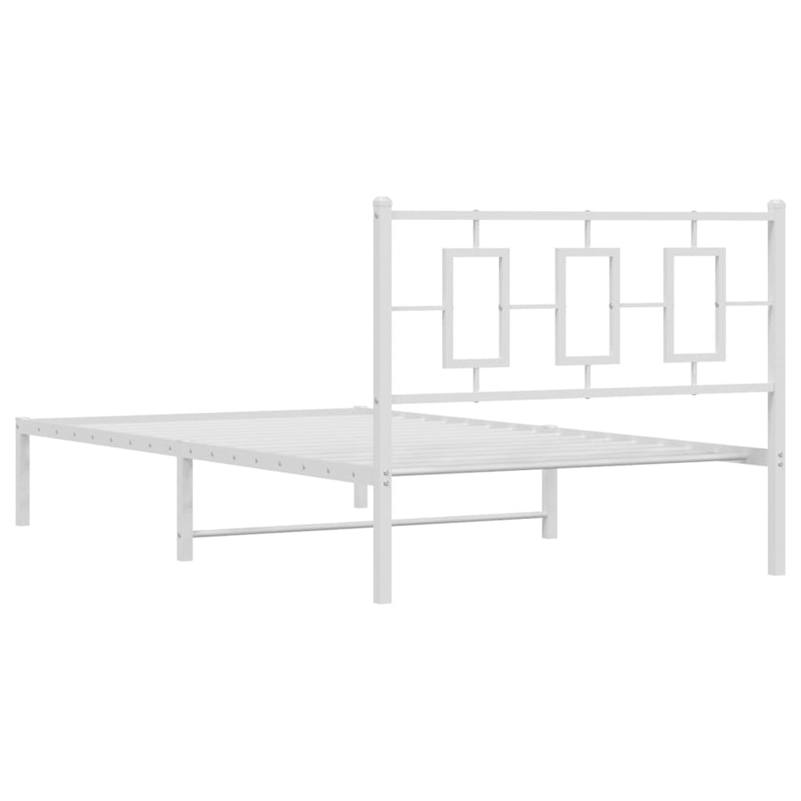 Bedframe Metaal Wit 107 x 203 cm met hoofdbord