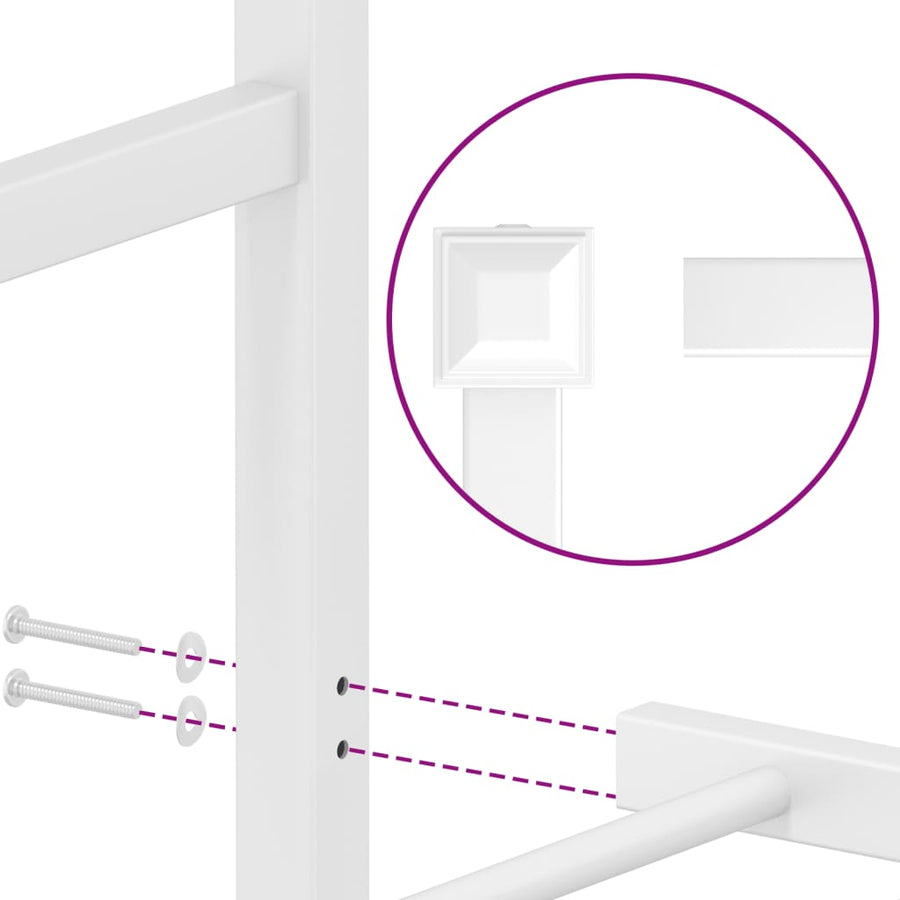 Bedframe Metaal Wit 107 x 203 cm met hoofdbord
