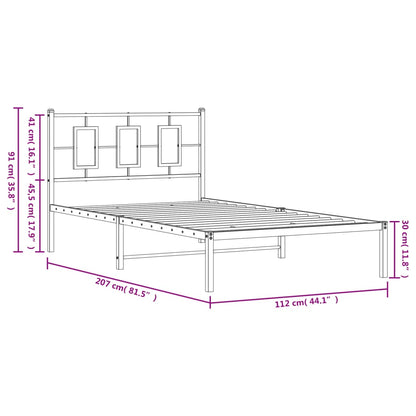Bedframe Metaal Wit 107 x 203 cm met hoofdbord