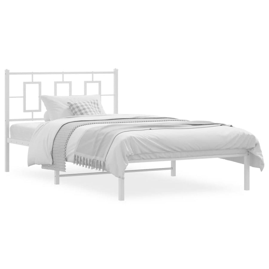 Bedframe Metaal Wit 107 x 203 cm met hoofdbord