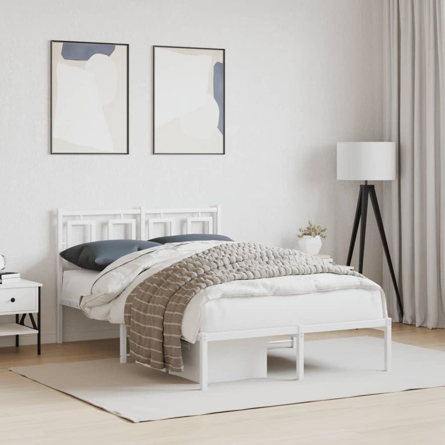 Bedframe Metaal Wit 120 x 190 cm met hoofdbord