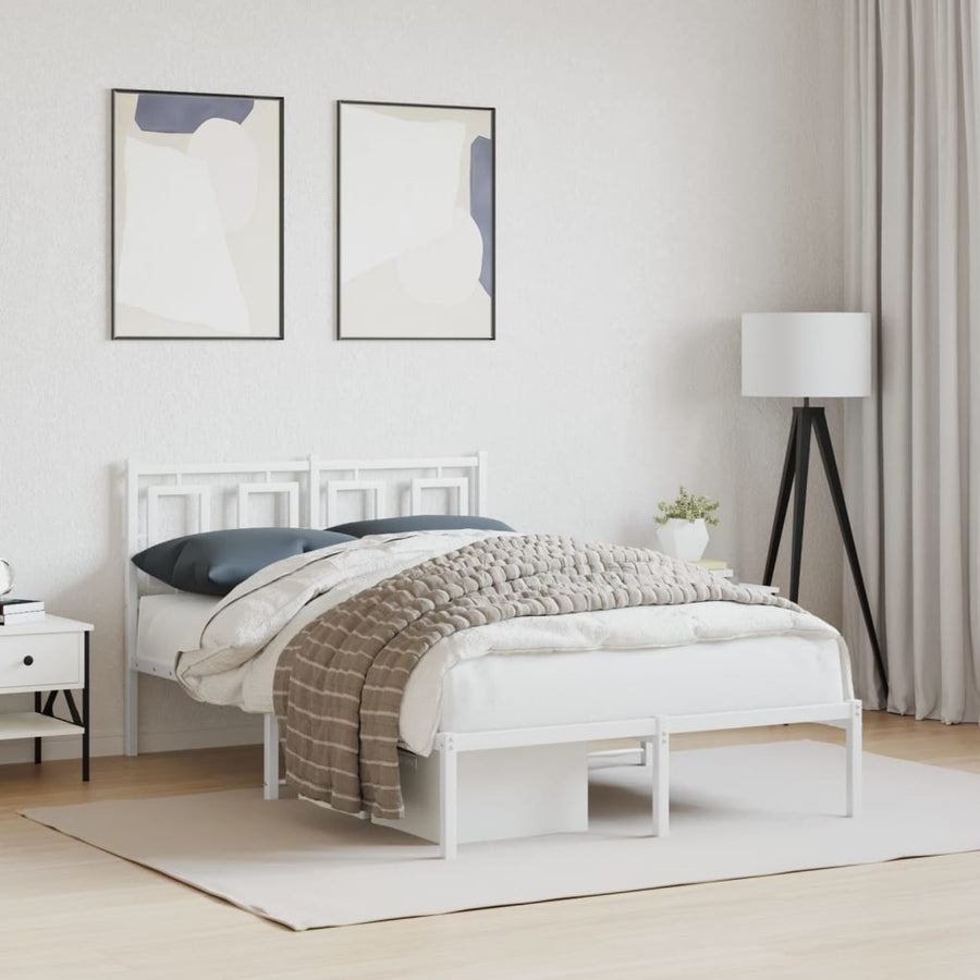 Bedframe Metaal Wit 120 x 200 cm met hoofdbord