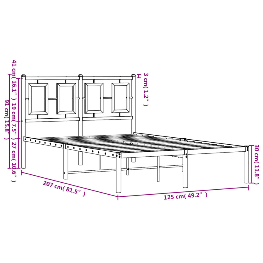 Bedframe Metaal Wit 120 x 200 cm met hoofdbord