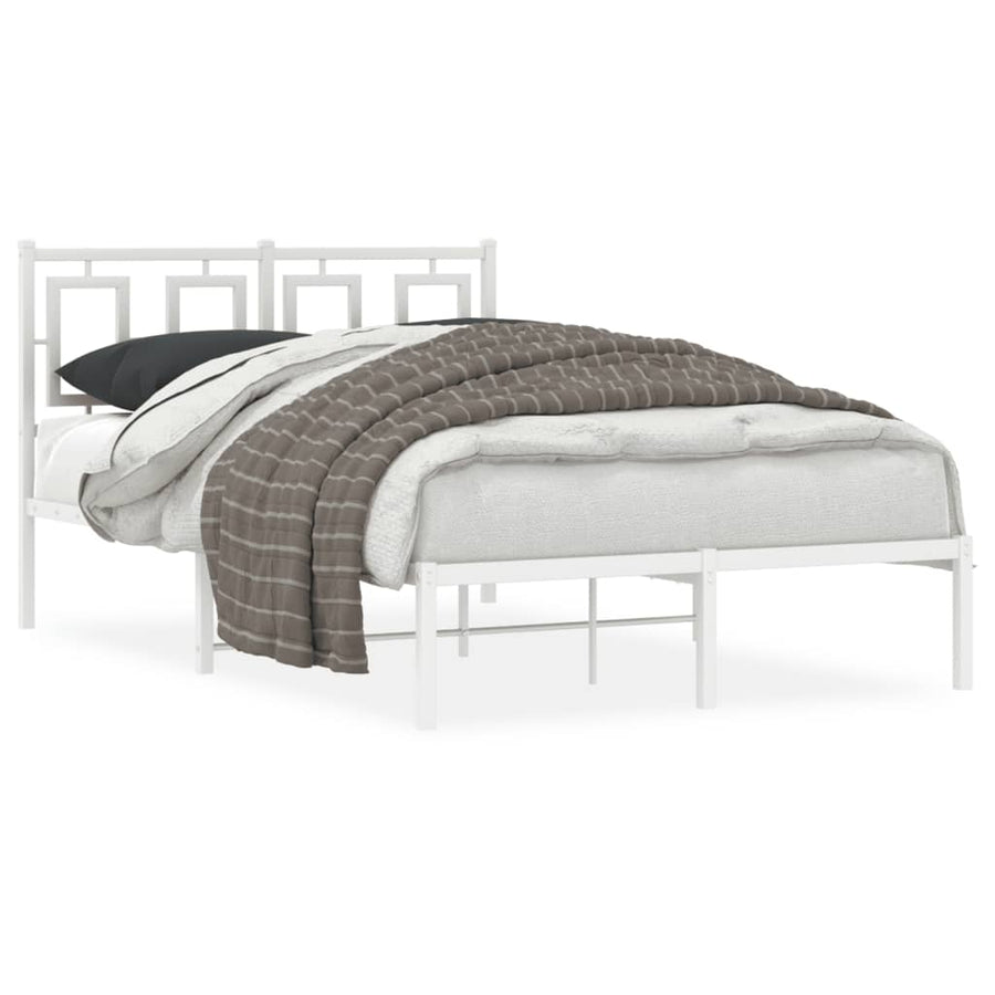 Bedframe Metaal Wit 120 x 200 cm met hoofdbord