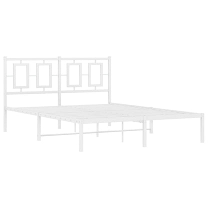 Bedframe Metaal Wit 135 x 190 cm met hoofdbord