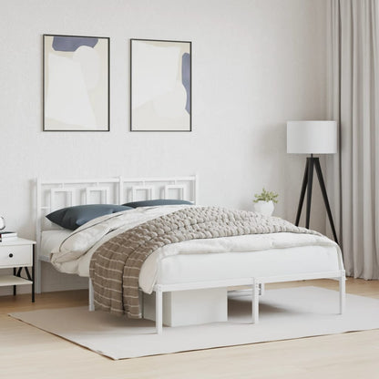 Bedframe Metaal Wit 135 x 190 cm met hoofdbord