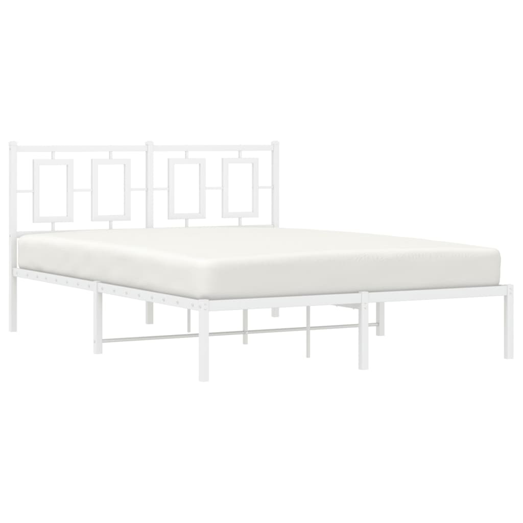 Bedframe Metaal Wit 135 x 190 cm met hoofdbord