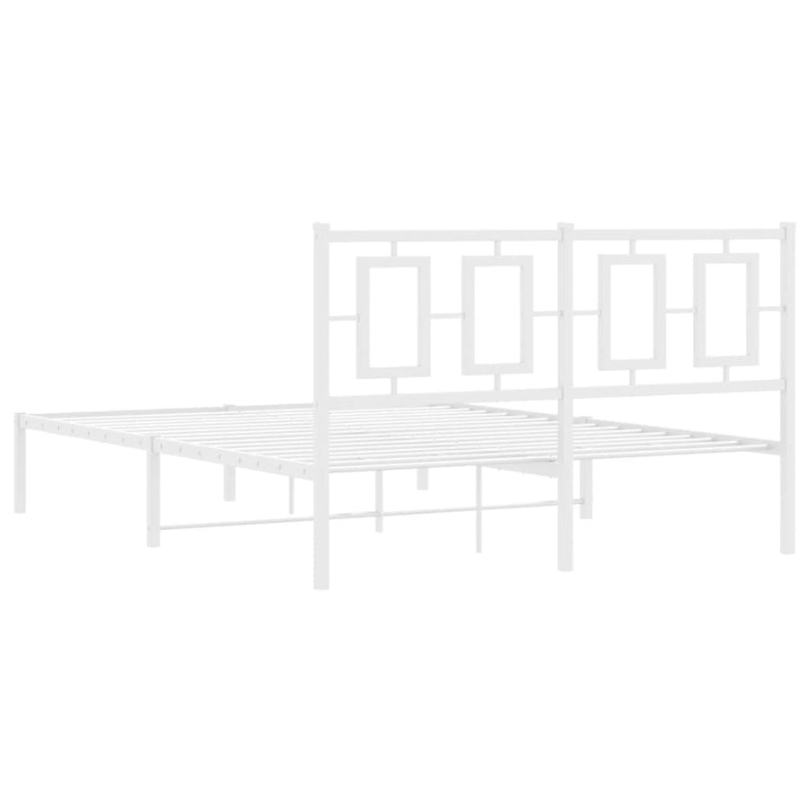 Bedframe Metaal Wit 135 x 190 cm met hoofdbord
