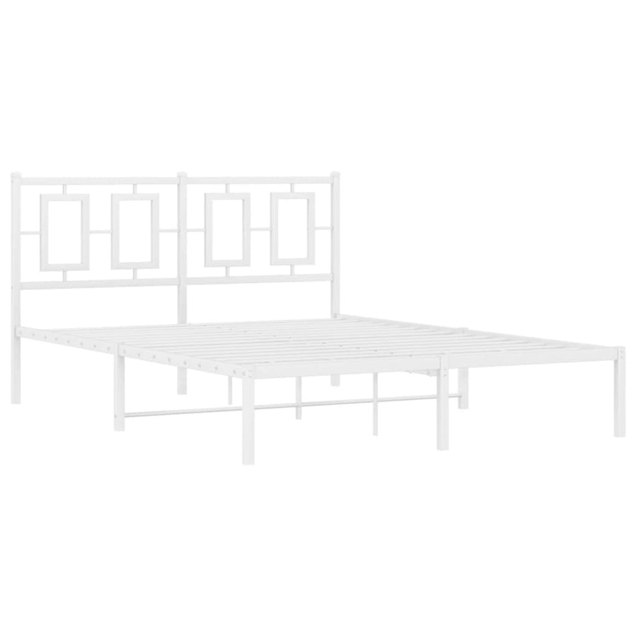 Bedframe Metaal Wit 140 x 190 cm met hoofdbord