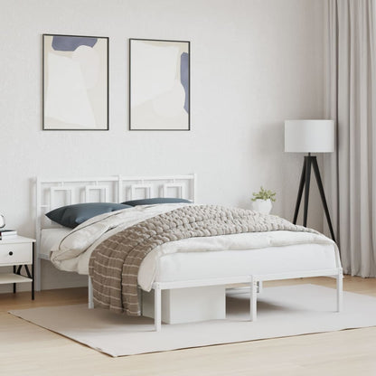 Bedframe Metaal Wit 140 x 190 cm met hoofdbord