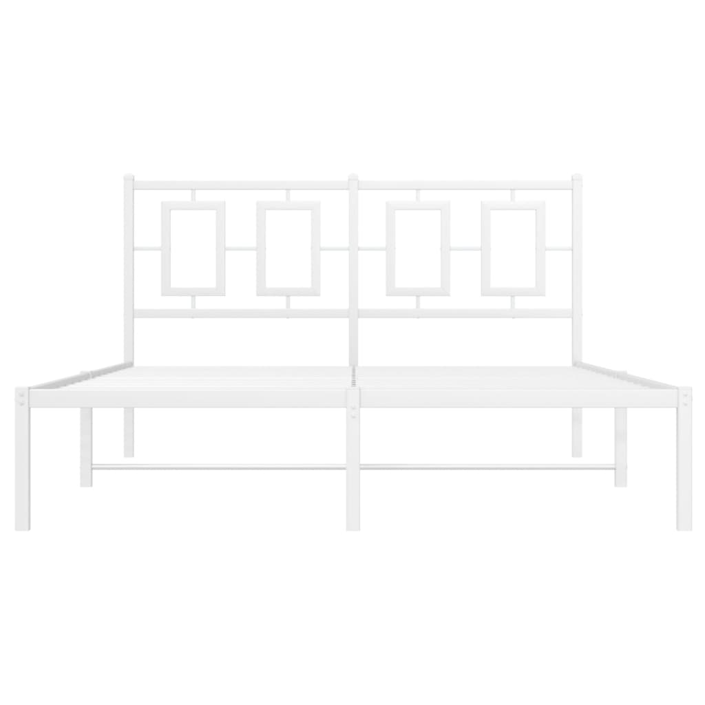 Bedframe Metaal Wit 140 x 190 cm met hoofdbord