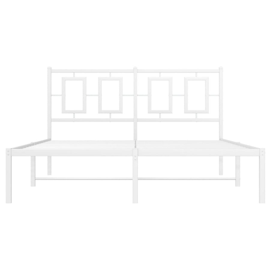 Bedframe Metaal Wit 140 x 190 cm met hoofdbord