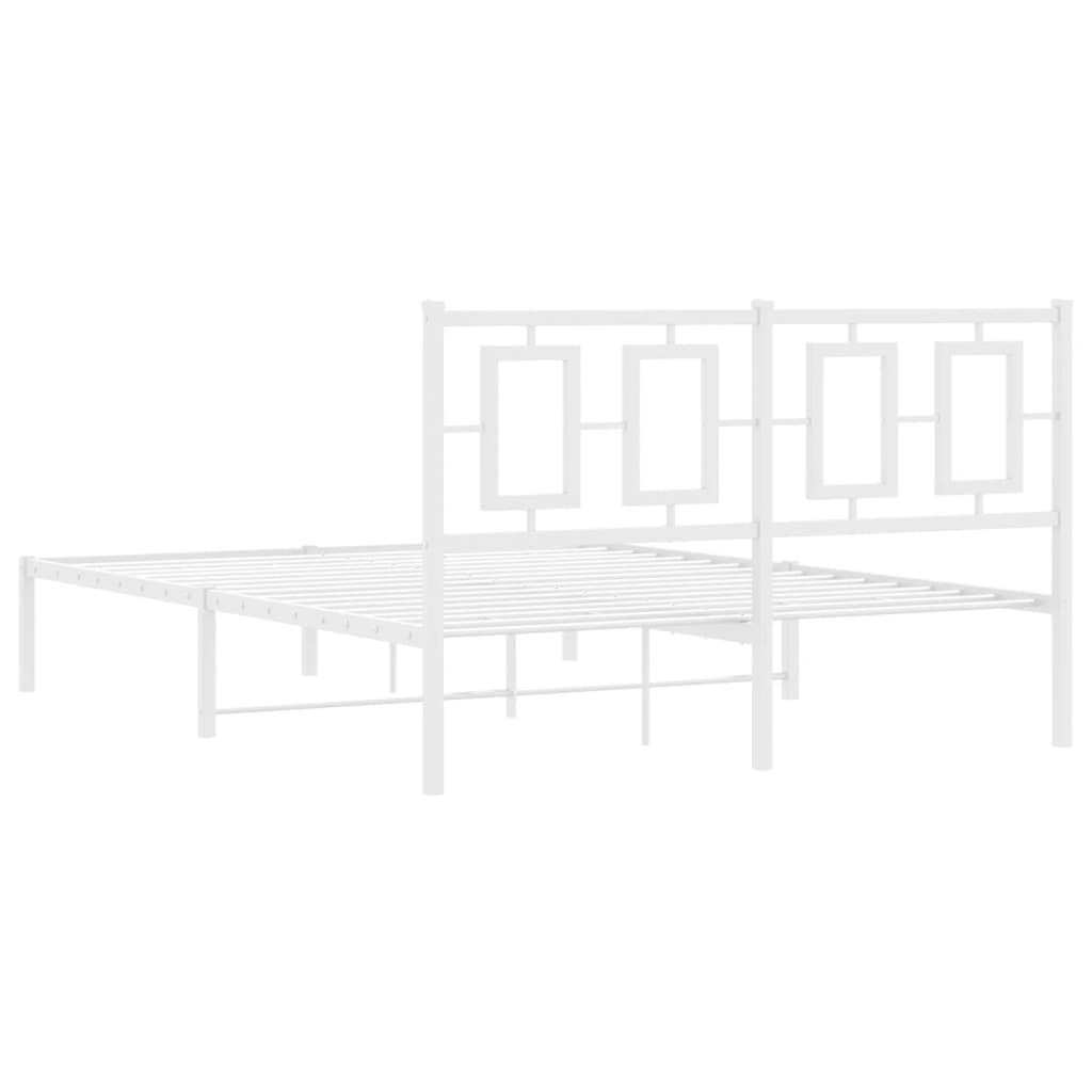 Bedframe Metaal Wit 140 x 190 cm met hoofdbord