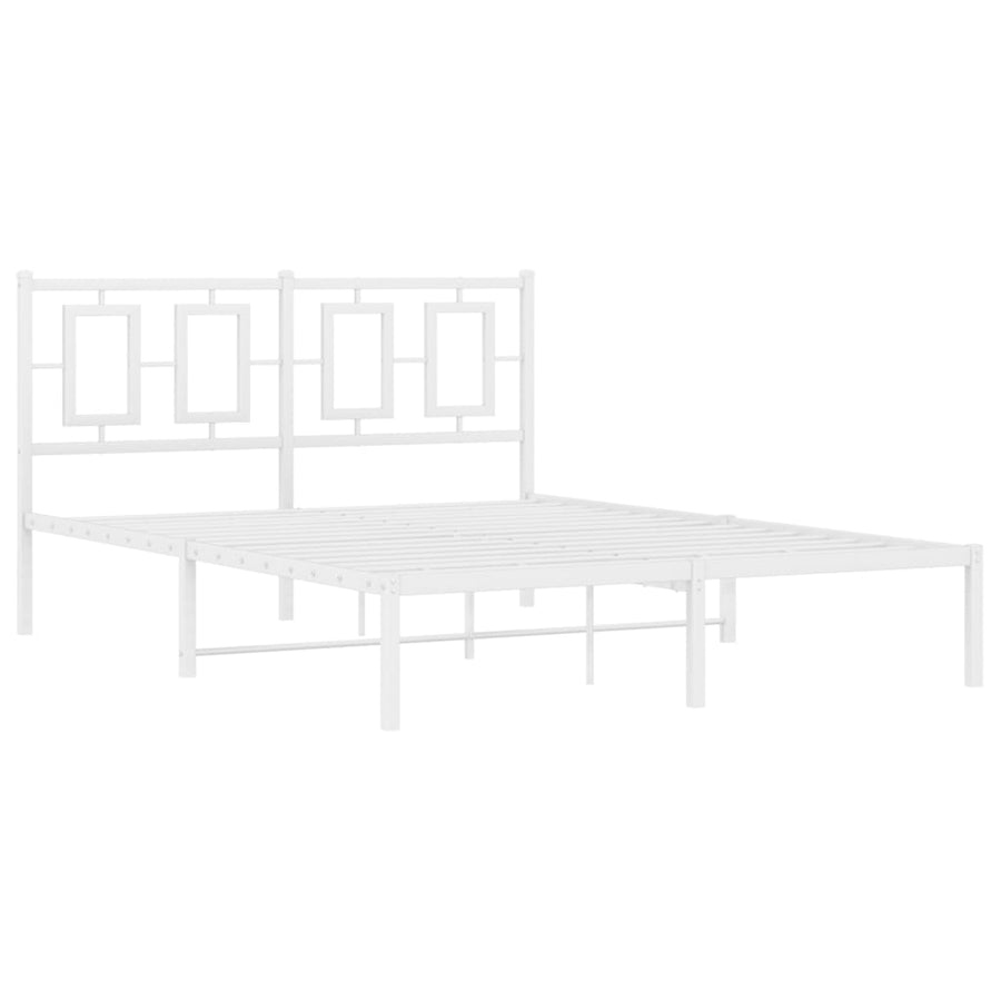 Bedframe Metaal Wit 140 x 200 cm met hoofdbord