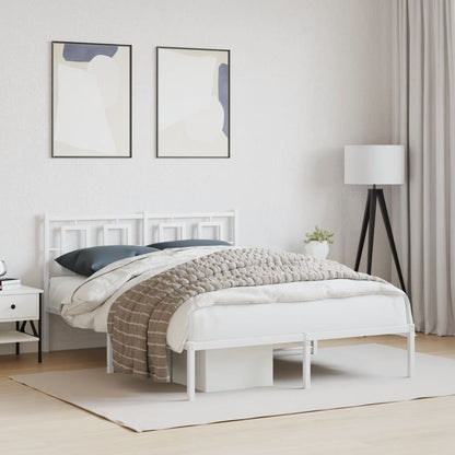 Bedframe Metaal Wit 140 x 200 cm met hoofdbord