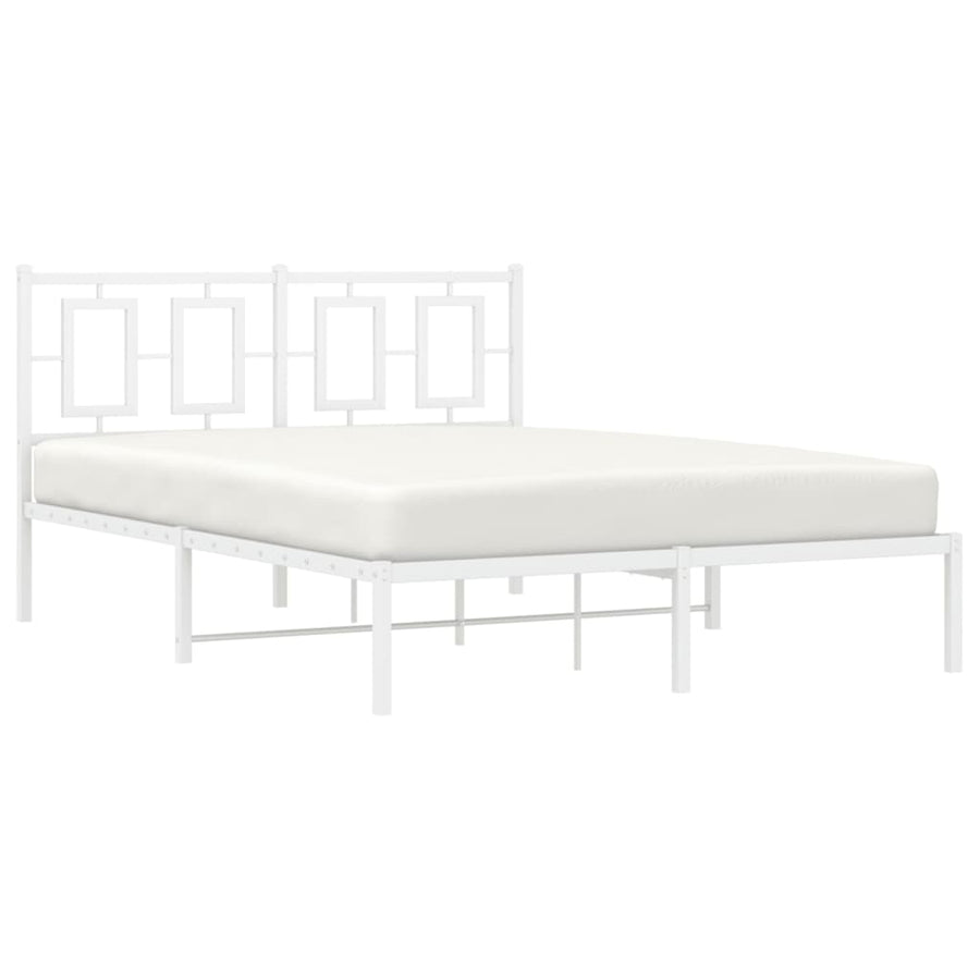 Bedframe Metaal Wit 140 x 200 cm met hoofdbord