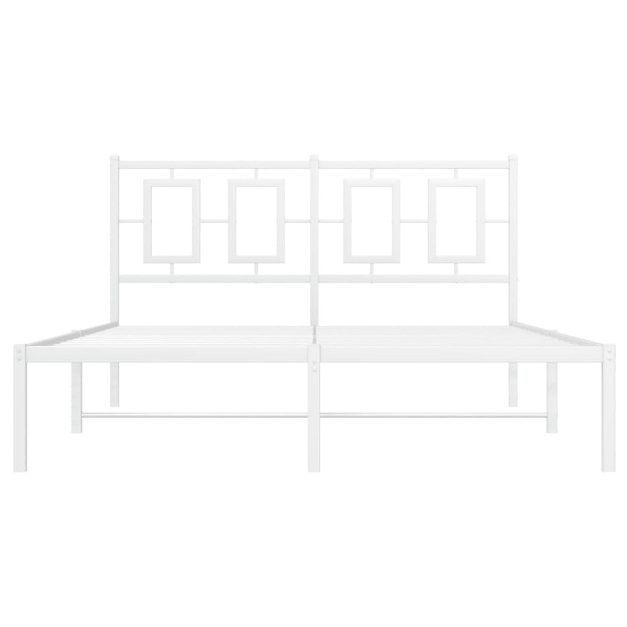 Bedframe Metaal Wit 140 x 200 cm met hoofdbord