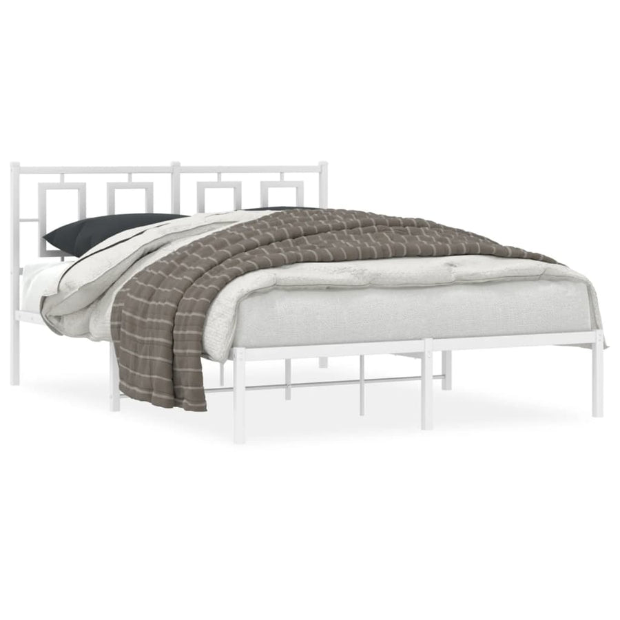 Bedframe Metaal Wit 140 x 200 cm met hoofdbord
