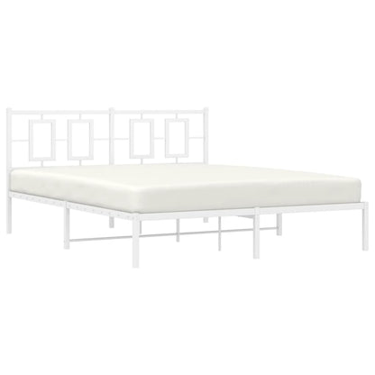 Bedframe Metaal Wit 150 x 200 cm met hoofdbord