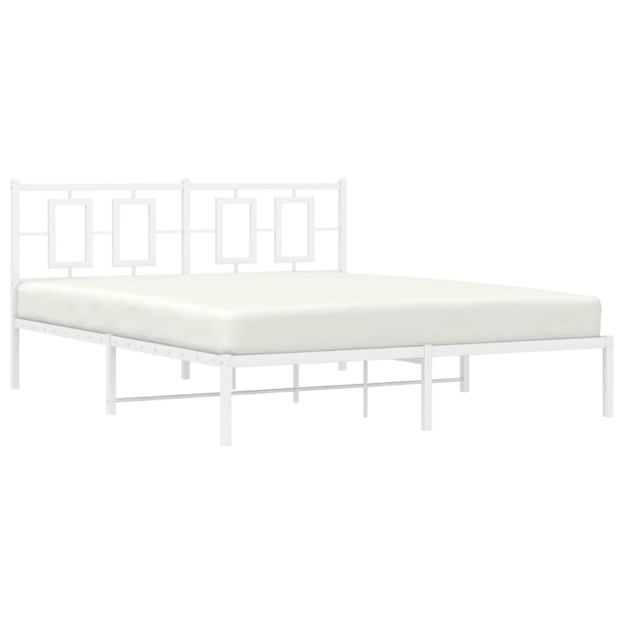 Bedframe Metaal Wit 150 x 200 cm met hoofdbord