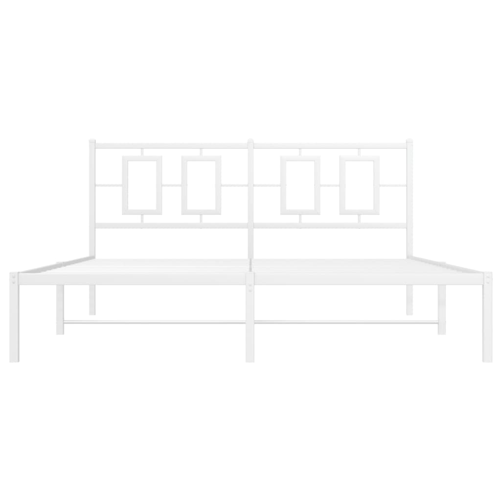 Bedframe Metaal Wit 150 x 200 cm met hoofdbord