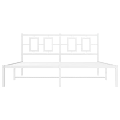 Bedframe Metaal Wit 150 x 200 cm met hoofdbord