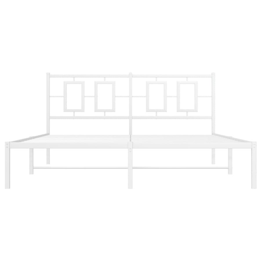 Bedframe Metaal Wit 150 x 200 cm met hoofdbord