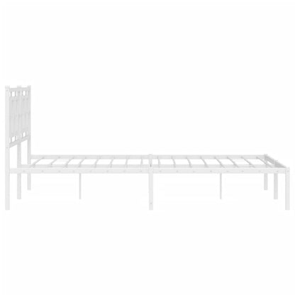 Bedframe Metaal Wit 150 x 200 cm met hoofdbord