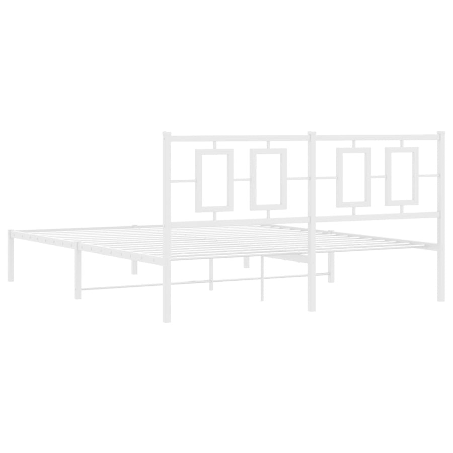 Bedframe Metaal Wit 150 x 200 cm met hoofdbord