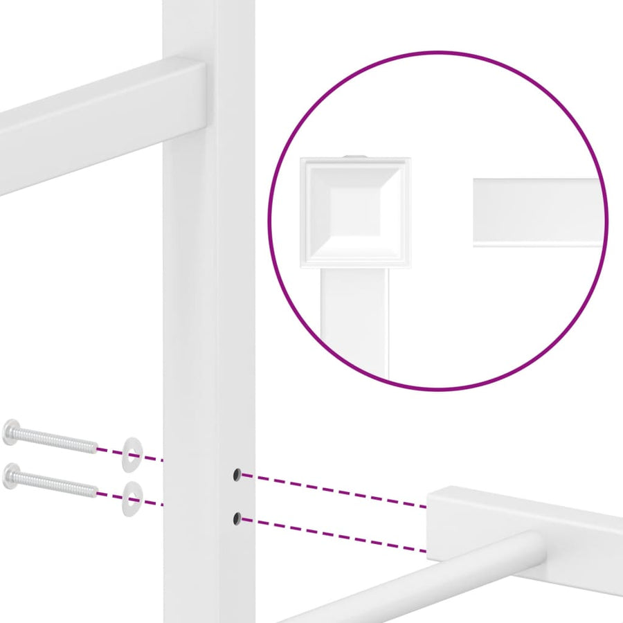 Bedframe Metaal Wit 150 x 200 cm met hoofdbord