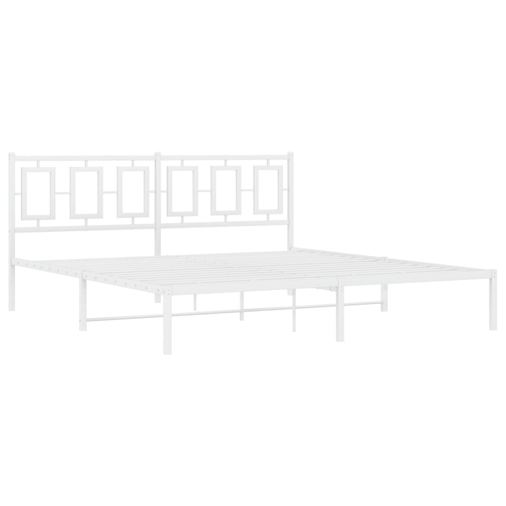 Bedframe Metaal Wit 183 x 213 cm met hoofdbord