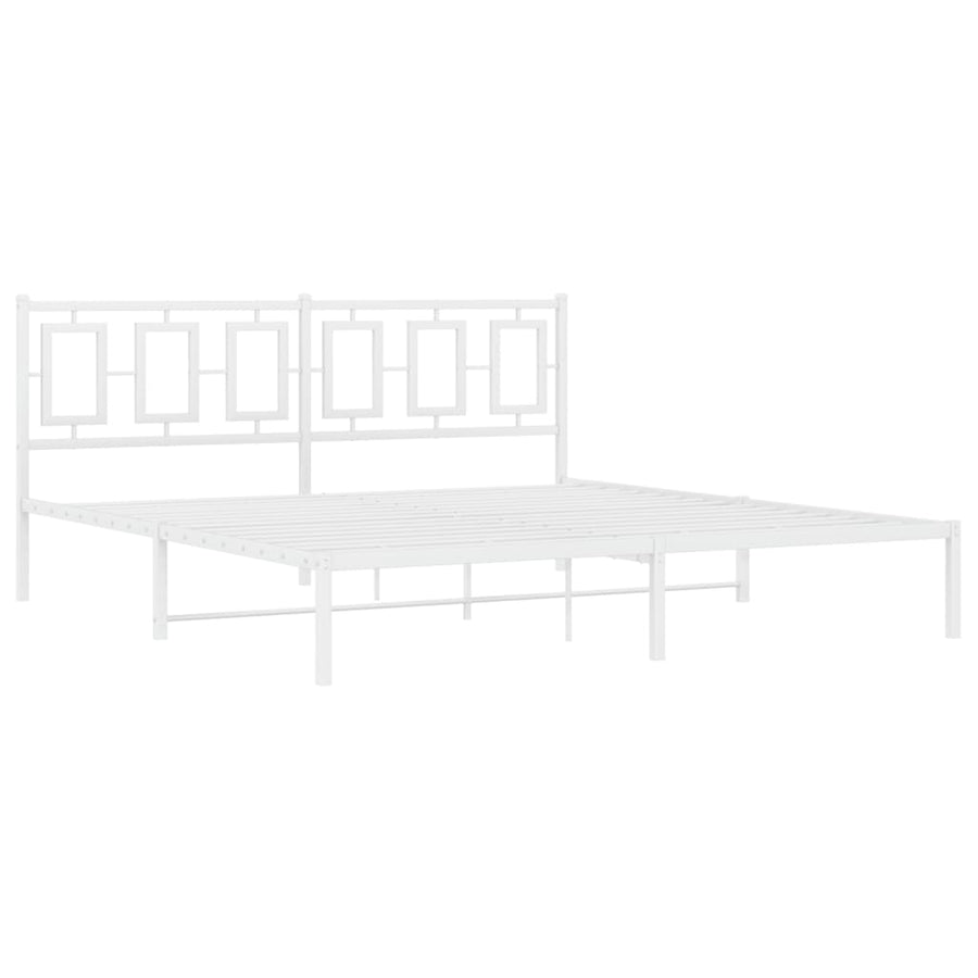 Bedframe Metaal Wit 183 x 213 cm met hoofdbord