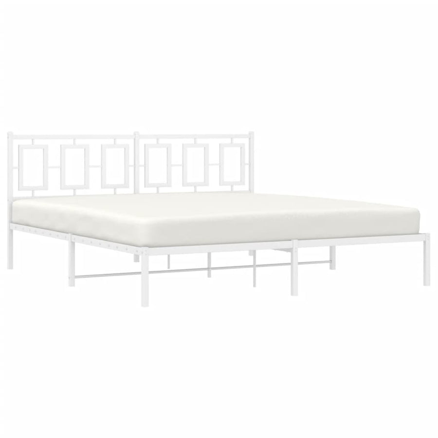 Bedframe Metaal Wit 183 x 213 cm met hoofdbord