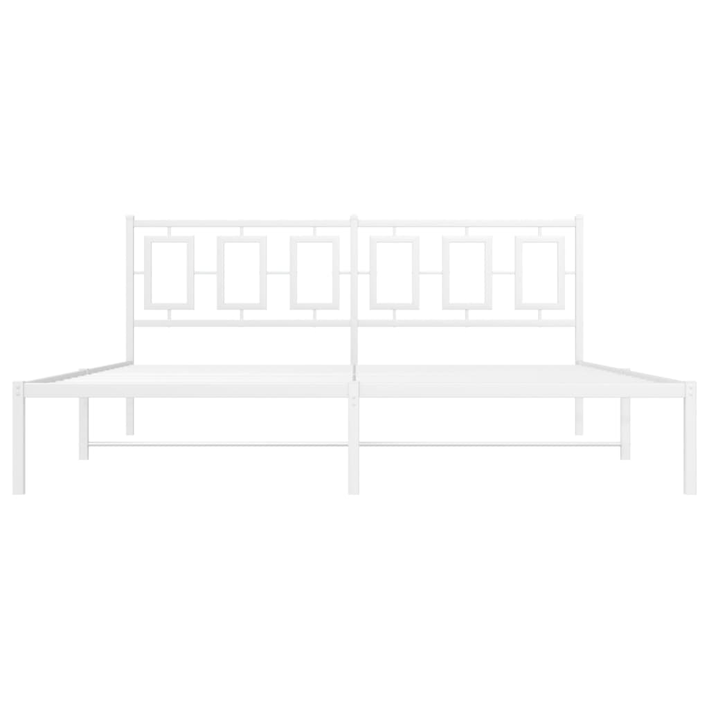 Bedframe Metaal Wit 183 x 213 cm met hoofdbord
