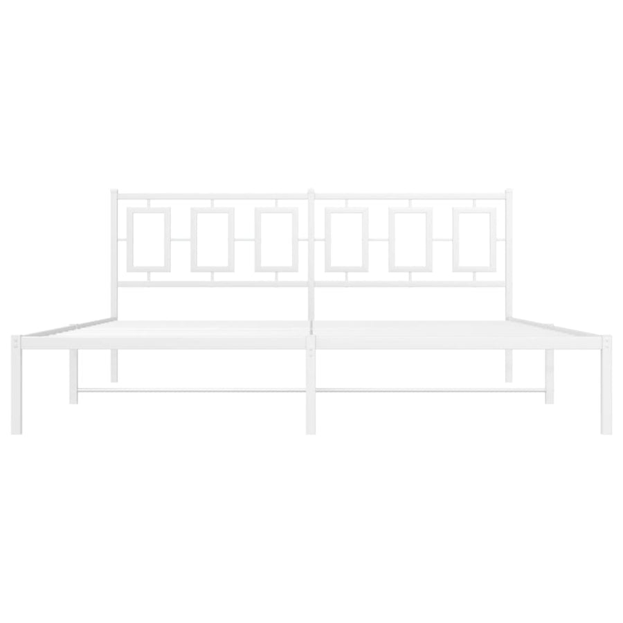 Bedframe Metaal Wit 183 x 213 cm met hoofdbord