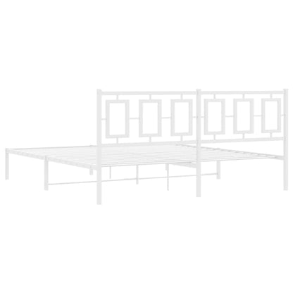 Bedframe Metaal Wit 183 x 213 cm met hoofdbord