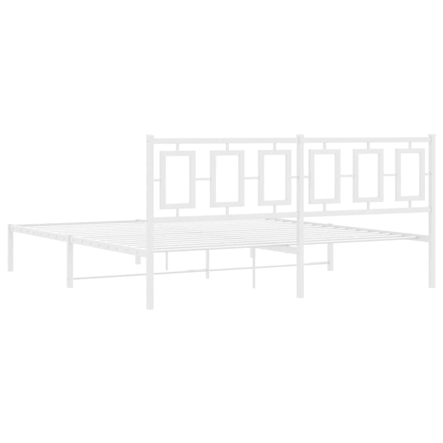 Bedframe Metaal Wit 183 x 213 cm met hoofdbord