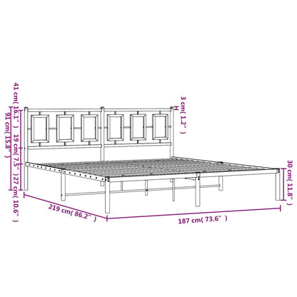 Bedframe Metaal Wit 183 x 213 cm met hoofdbord