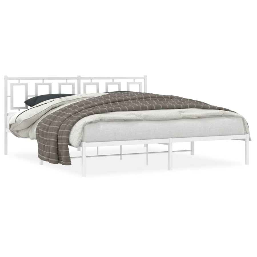Bedframe Metaal Wit 183 x 213 cm met hoofdbord