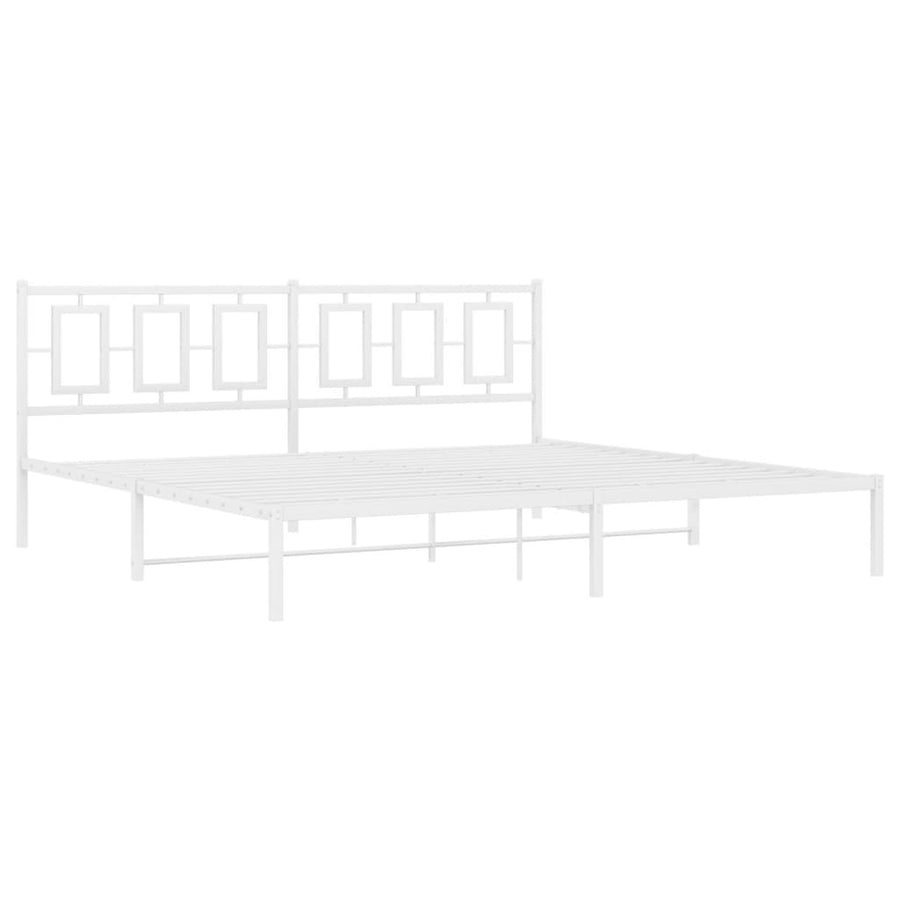 Bedframe Metaal Wit 193 x 203 cm met hoofdbord