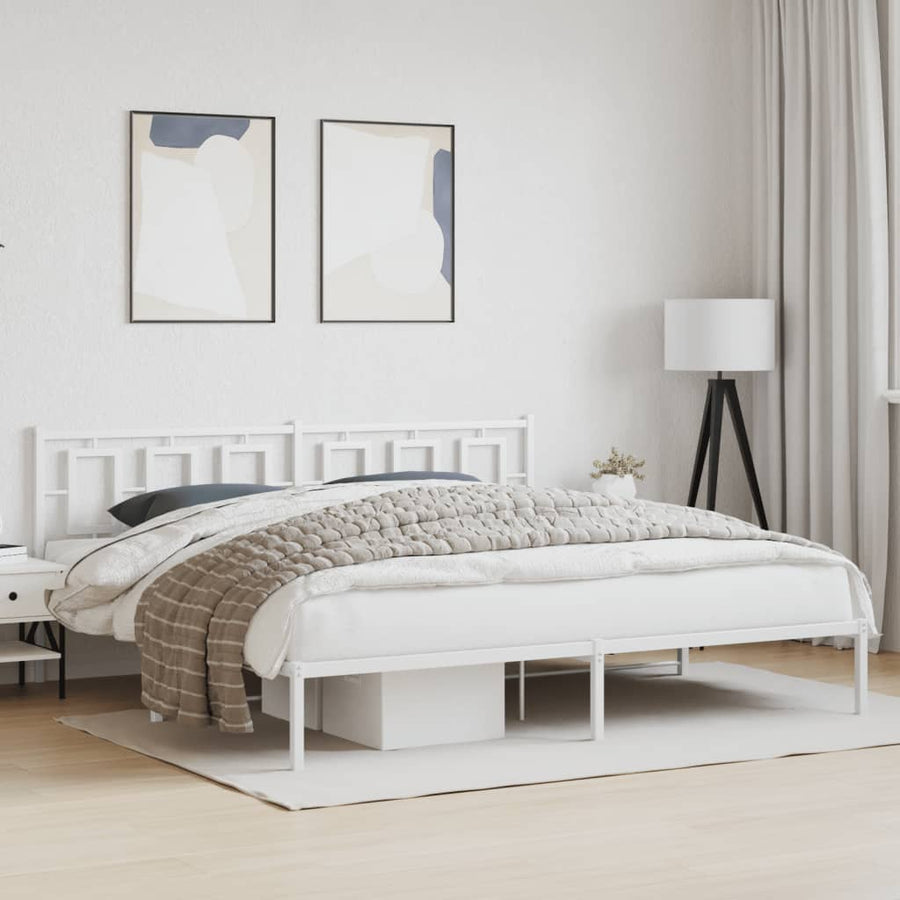 Bedframe Metaal Wit 193 x 203 cm met hoofdbord