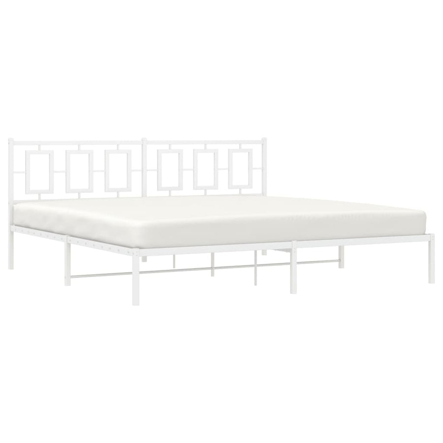 Bedframe Metaal Wit 193 x 203 cm met hoofdbord