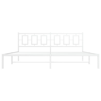 Bedframe Metaal Wit 193 x 203 cm met hoofdbord