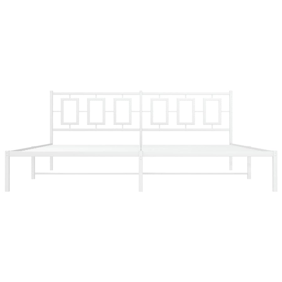 Bedframe Metaal Wit 193 x 203 cm met hoofdbord