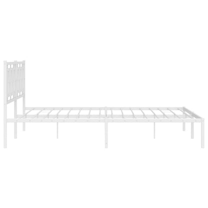 Bedframe Metaal Wit 193 x 203 cm met hoofdbord