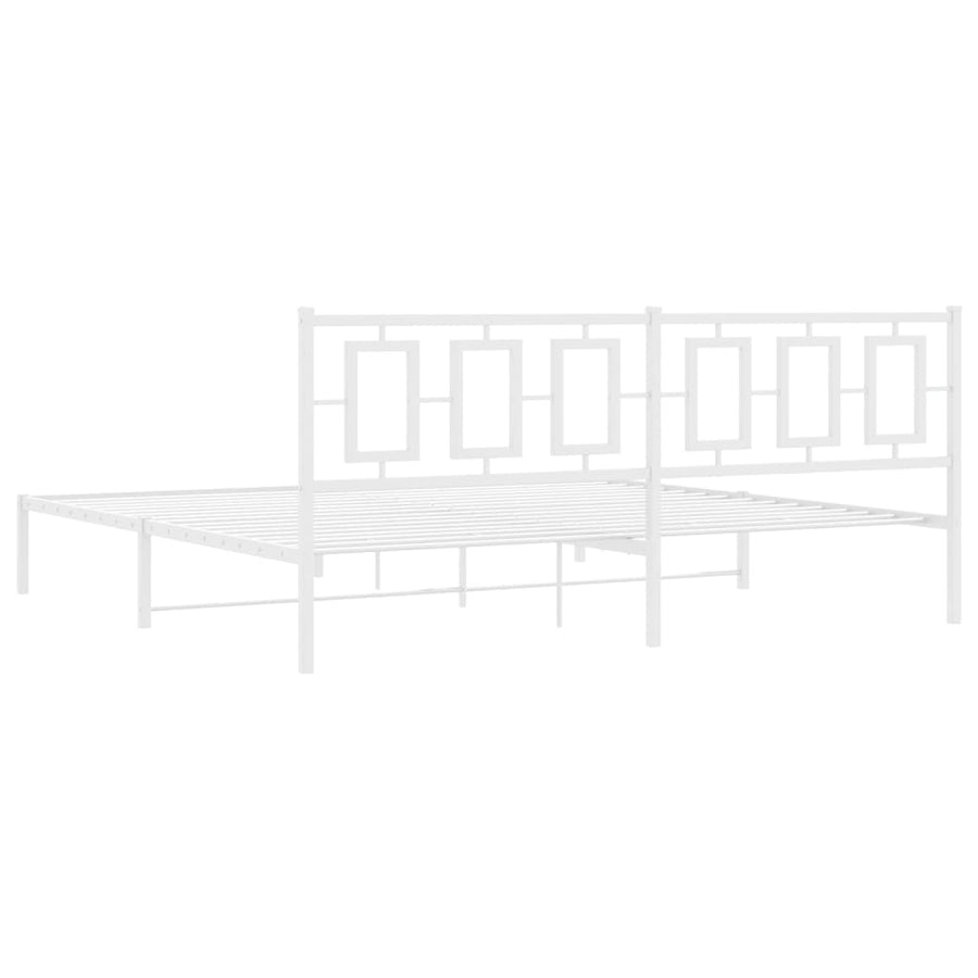 Bedframe Metaal Wit 193 x 203 cm met hoofdbord