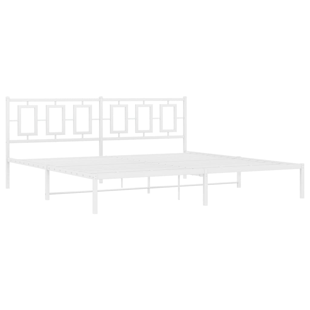 Bedframe Metaal Wit 200 x 200 cm met hoofdbord
