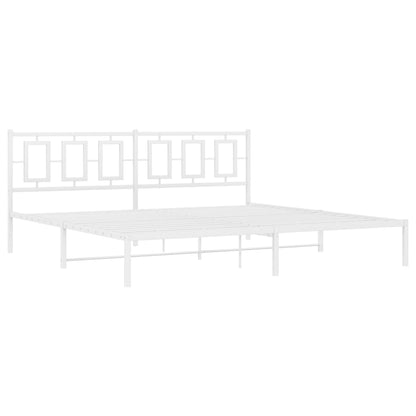 Bedframe Metaal Wit 200 x 200 cm met hoofdbord