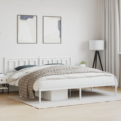 Bedframe Metaal Wit 200 x 200 cm met hoofdbord